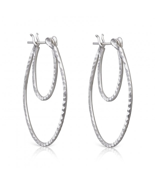 Sterling Silver Diamond Rhodium Earrings