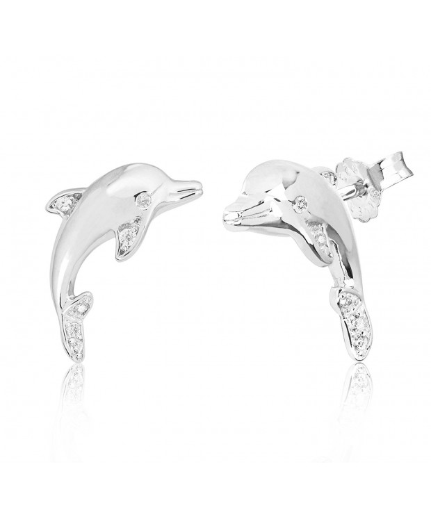 Sterling Silver Dolphin Stud Earrings