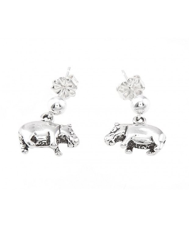 Sterling Silver Oxidized Hippopotamus Earrings