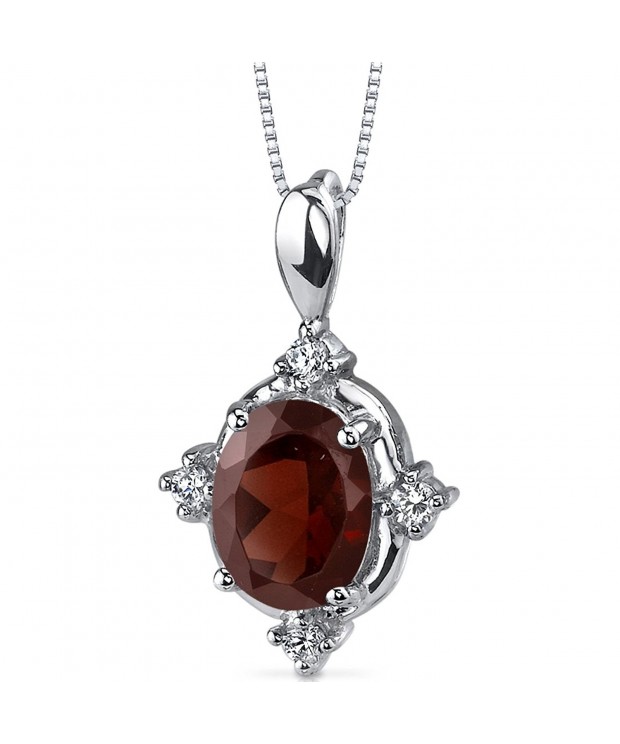 Garnet Pendant Sterling Rhodium Accents