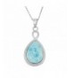 Sterling Natural Larimar Teardrop Pendant