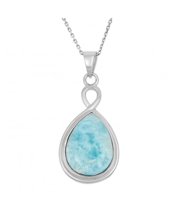 Sterling Natural Larimar Teardrop Pendant