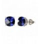 Sterling Checkerboard Cushion Sapphire Earrings