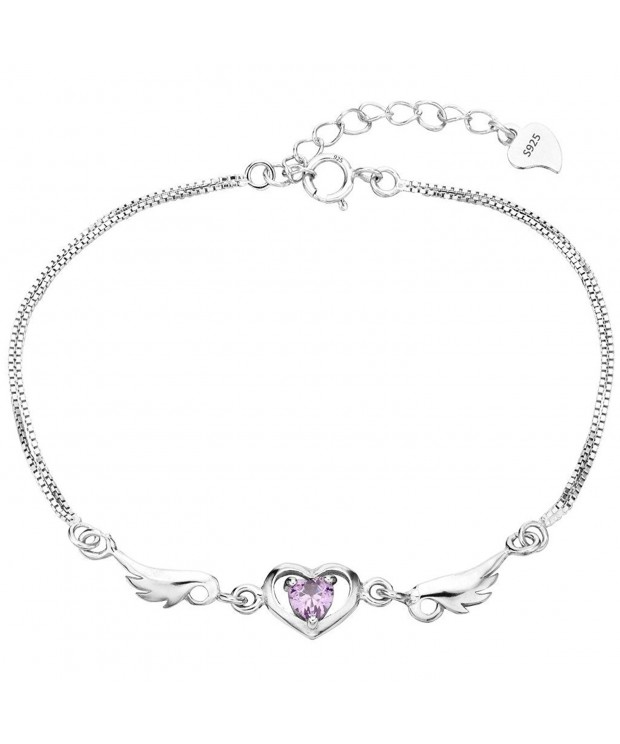 EleQueen Sterling Amethyst Zirconia Bracelet