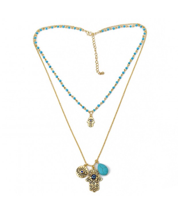 Bluelans Turquoise Fatima Pendant Necklace