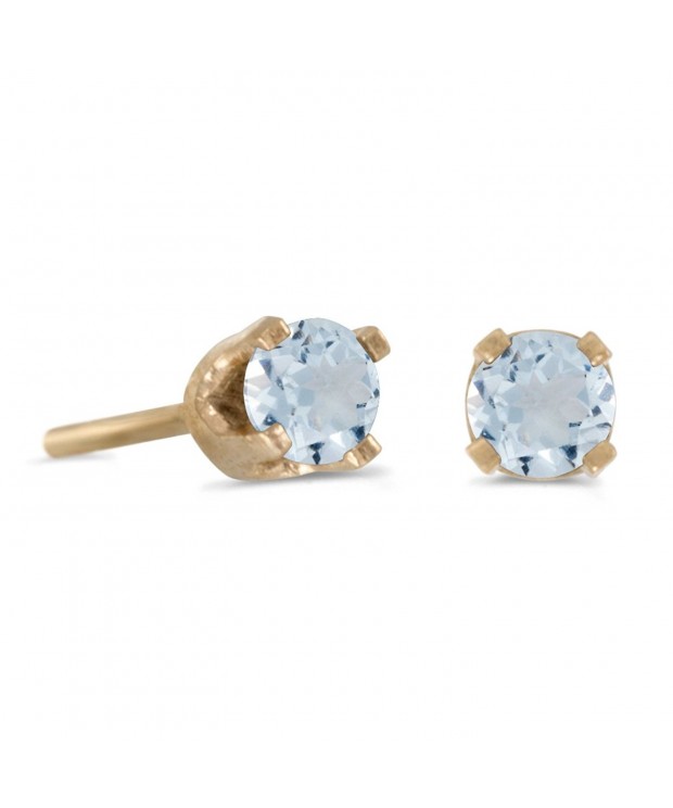 Petite Genuine Aquamarine Earrings Yellow