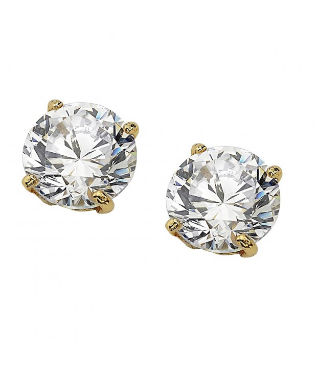 Round White Zirconia Yellow Earrings