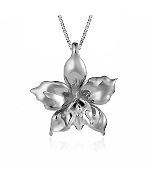 Sterling Silver Orchid Necklace Pendant