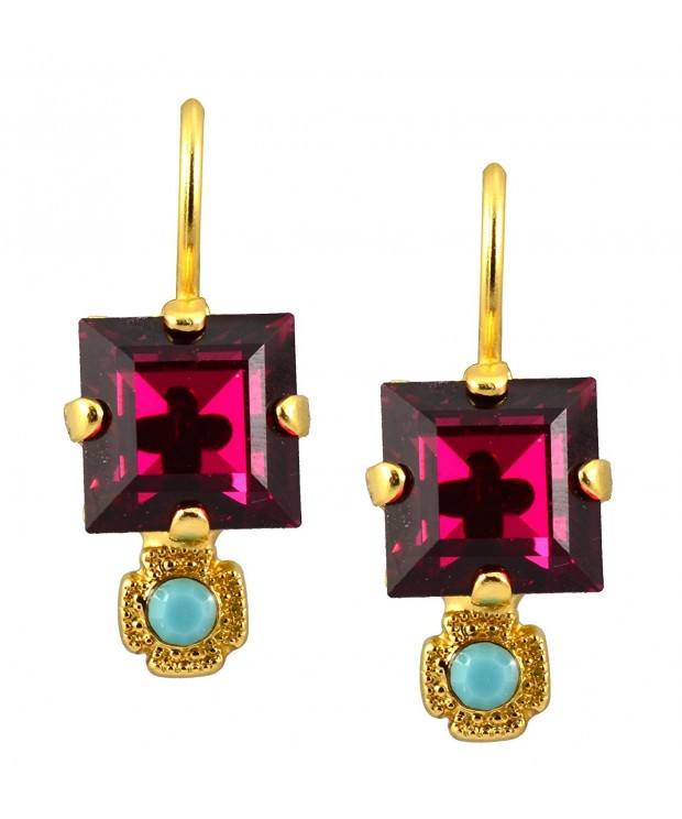 Mariana Plated Fuchsia Crystal Earrings