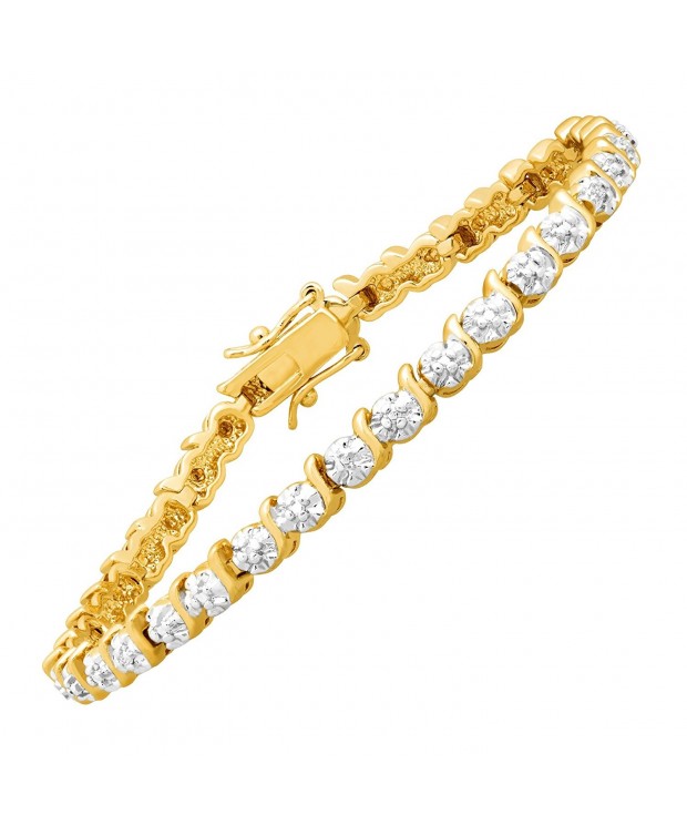 Tennis Bracelet Diamonds Gold Plated Brass