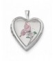 Sterling Rhodium plated Enameled Butterfly Locket