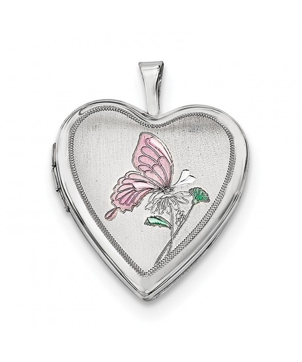 Sterling Rhodium plated Enameled Butterfly Locket