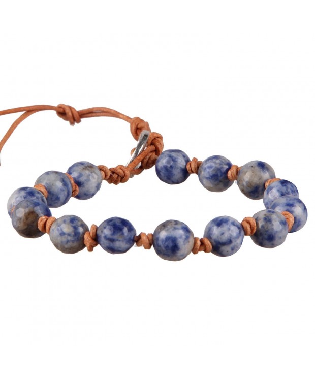 KELITCH Natural Sodalite Leather Bracelet