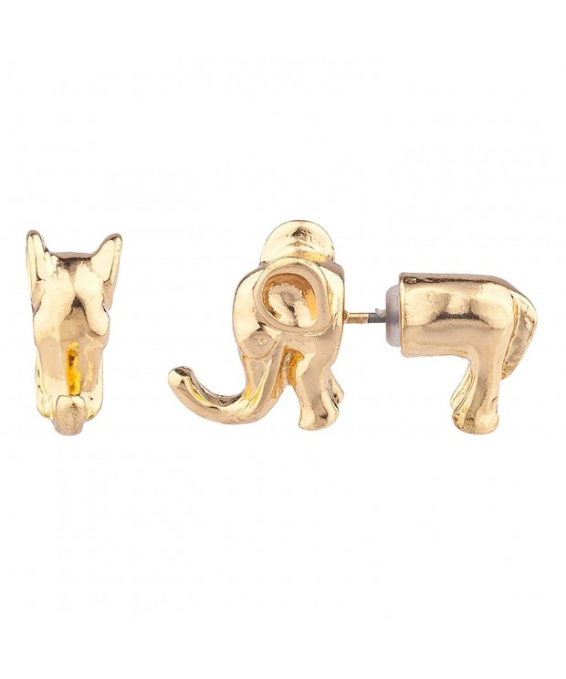 Lux Accessories Goldtone Elephant Earrings