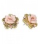 1928 Jewelry Porcelain Gold Tone Earrings