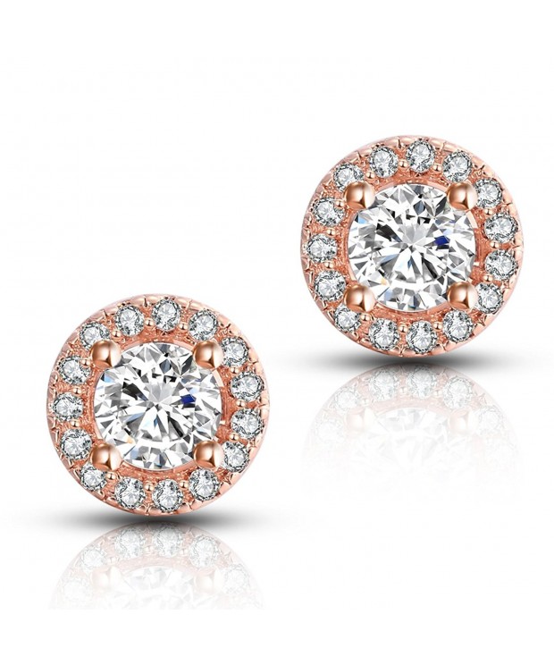 Halo CZ Stud Earrings Brilliant