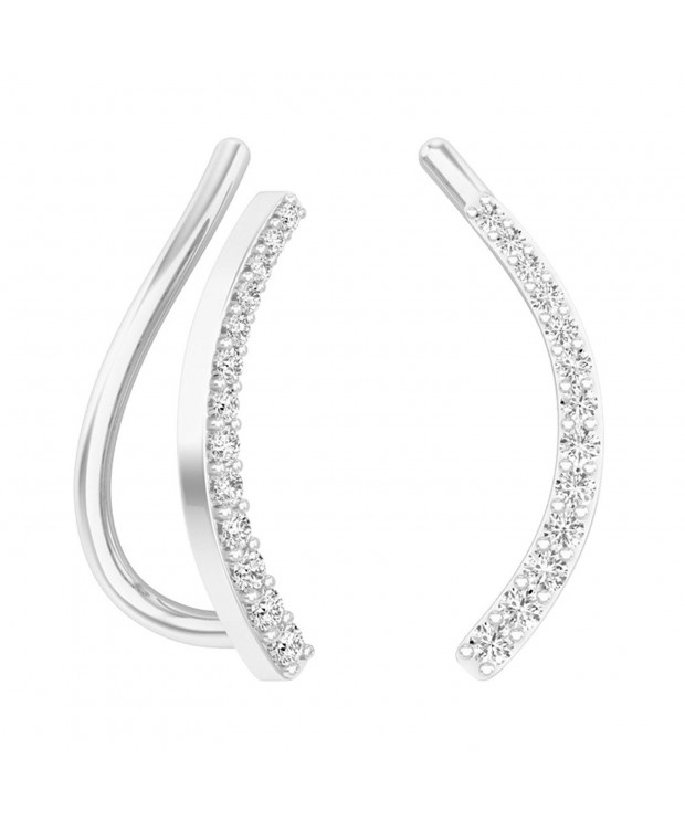 Sterling Diamond Crawler Climber Earrings