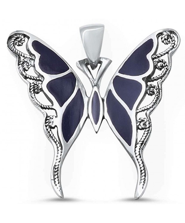 Filigree Butterfly Sterling Pendant Necklace