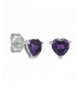 Heart Amethyst Earrings Sterling Silver