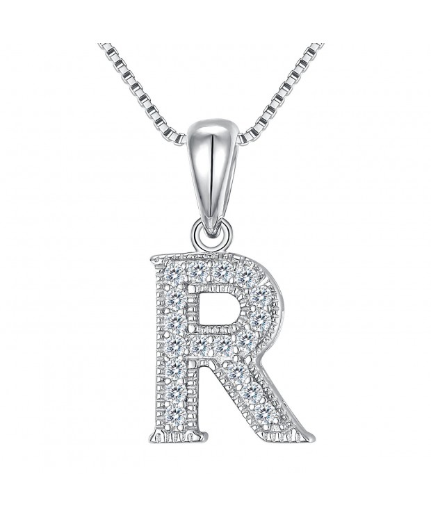 FANZE Sterling Zirconia Alphabet Necklace