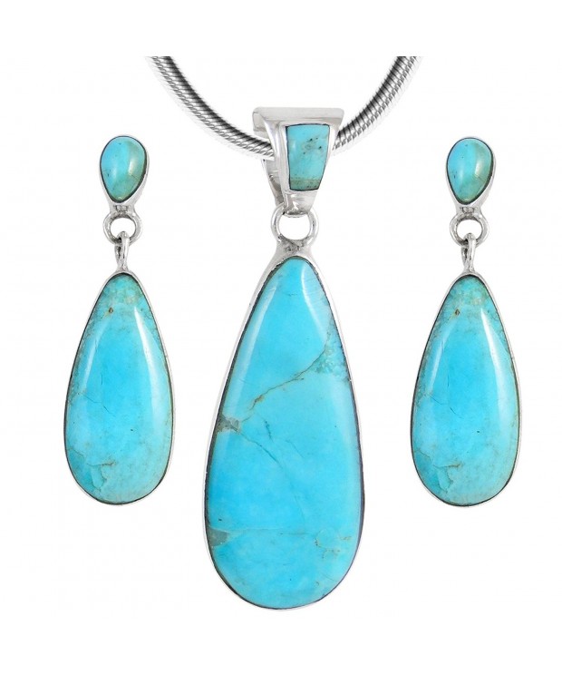 Matching Turquoise Sterling Earrings Necklace