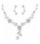 EleQueen Zirconia Simulated Necklace Silver tone