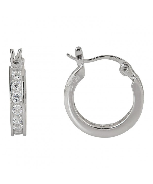 Sterling Silver Zirconia Channel Huggies