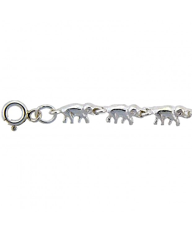 Sterling Silver Elephants Anklet wide