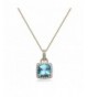 Jewelili Sterling Cushion Sapphire Necklace