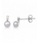 Sterling Silver Button Rhodium Earrings