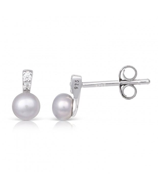 Sterling Silver Button Rhodium Earrings