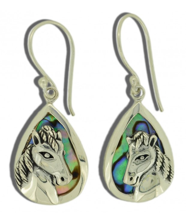 Horse Abalone Sterling Silver Earrings