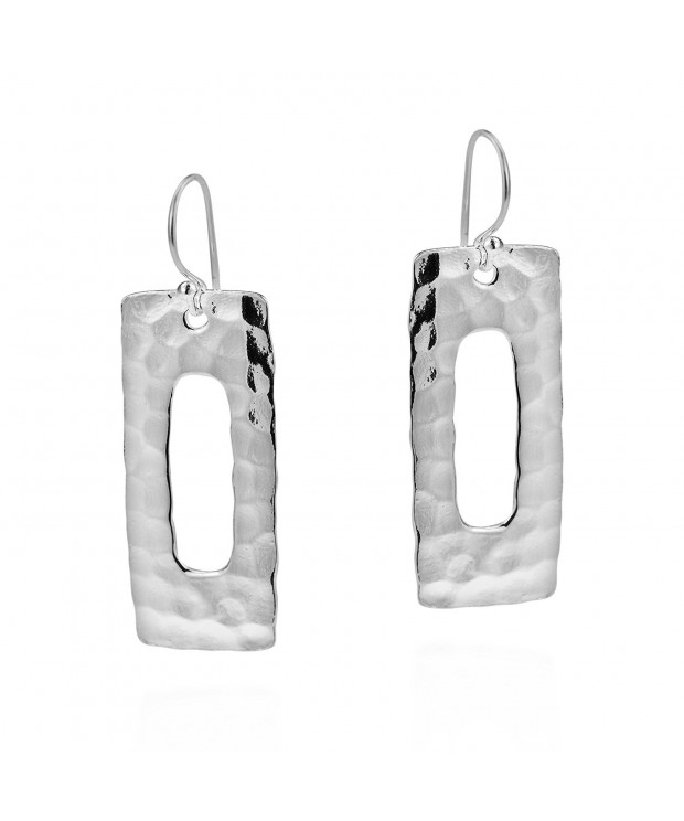 Modern Rectangle Hammered Sterling Earrings