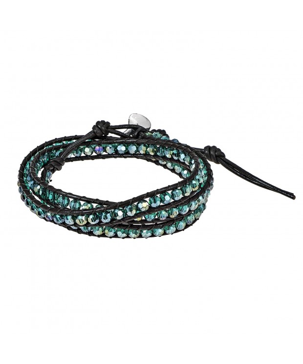 Fashion Crystal Cotton Rope Leather Tribal Bracelet