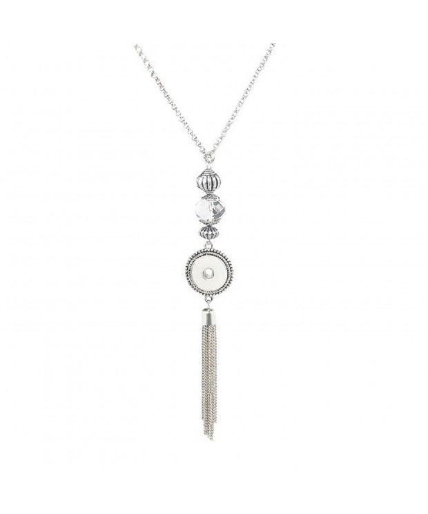 Long Snap Charm Tassel Necklace