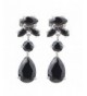 Teardrop Pierced Earrings Silver Tone Austrian