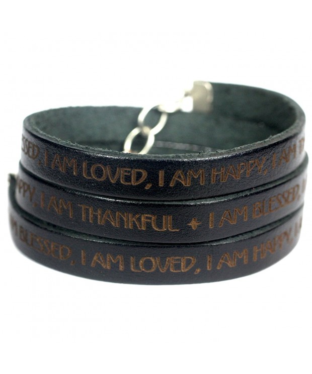 Blessed Loved Thankful Leather Bracelet