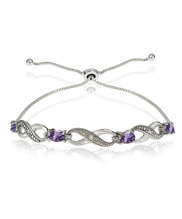 Sterling Amethyst Infinity Adjustable Bracelet