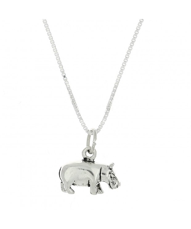 Sterling Oxidized Dimensional Hippopotamus Necklace