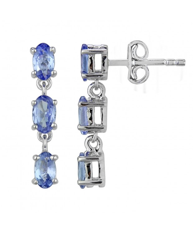 Fine Tanzanite Earrings Sterling Silver