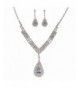 ACCESSORIESFOREVER Wedding Rhinestone Teardrop Necklace