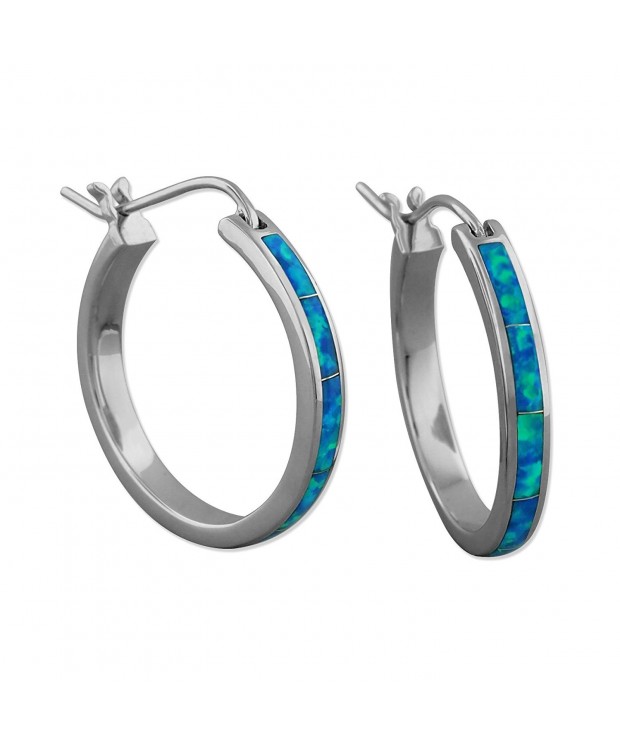 Sterling Silver Synthetic Blue Earrings