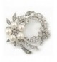 Synthetic Crystal Wreath Rhodium Plating