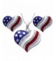 American Pendant Necklace Earrings Silver tone
