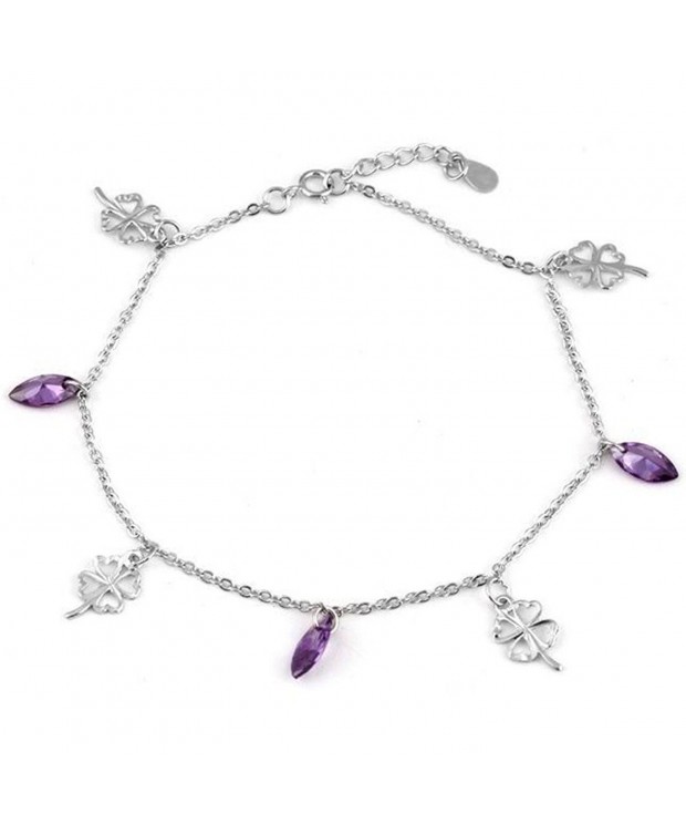 Silver Bracelet Purple Crystal Jewelry