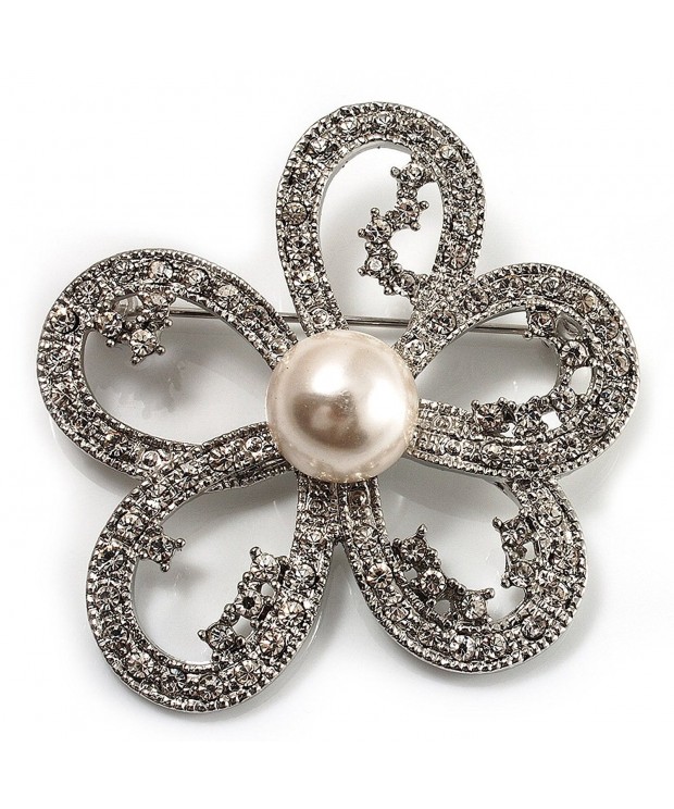 Bridal Diamante Simulated Brooch Silver