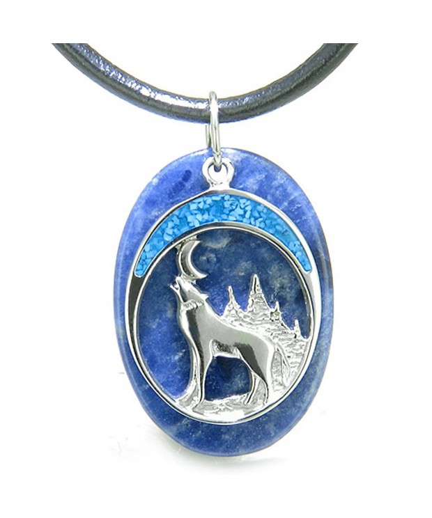 Howling Sodalite Gemstone Leather Necklace