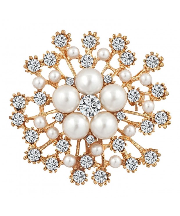 ShinyJewelry Flower Artificial Pearls Brooch