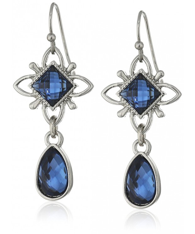 1928 Jewelry Silver Tone Blue Earrings