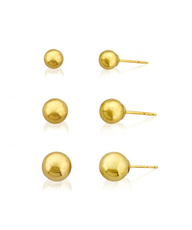 3 Pair 10k Gold Ball Earrings